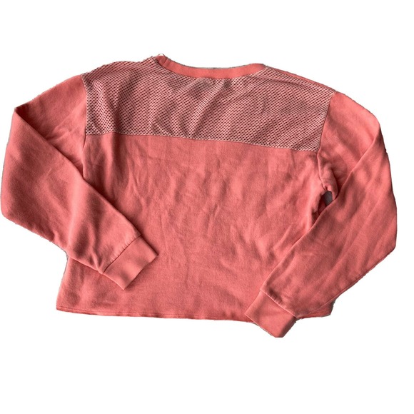 PINK Victoria’s Secret Sweatshirt Sz M Pink LS Crop Top Mesh Back Trendy Teens - Picture 6 of 10